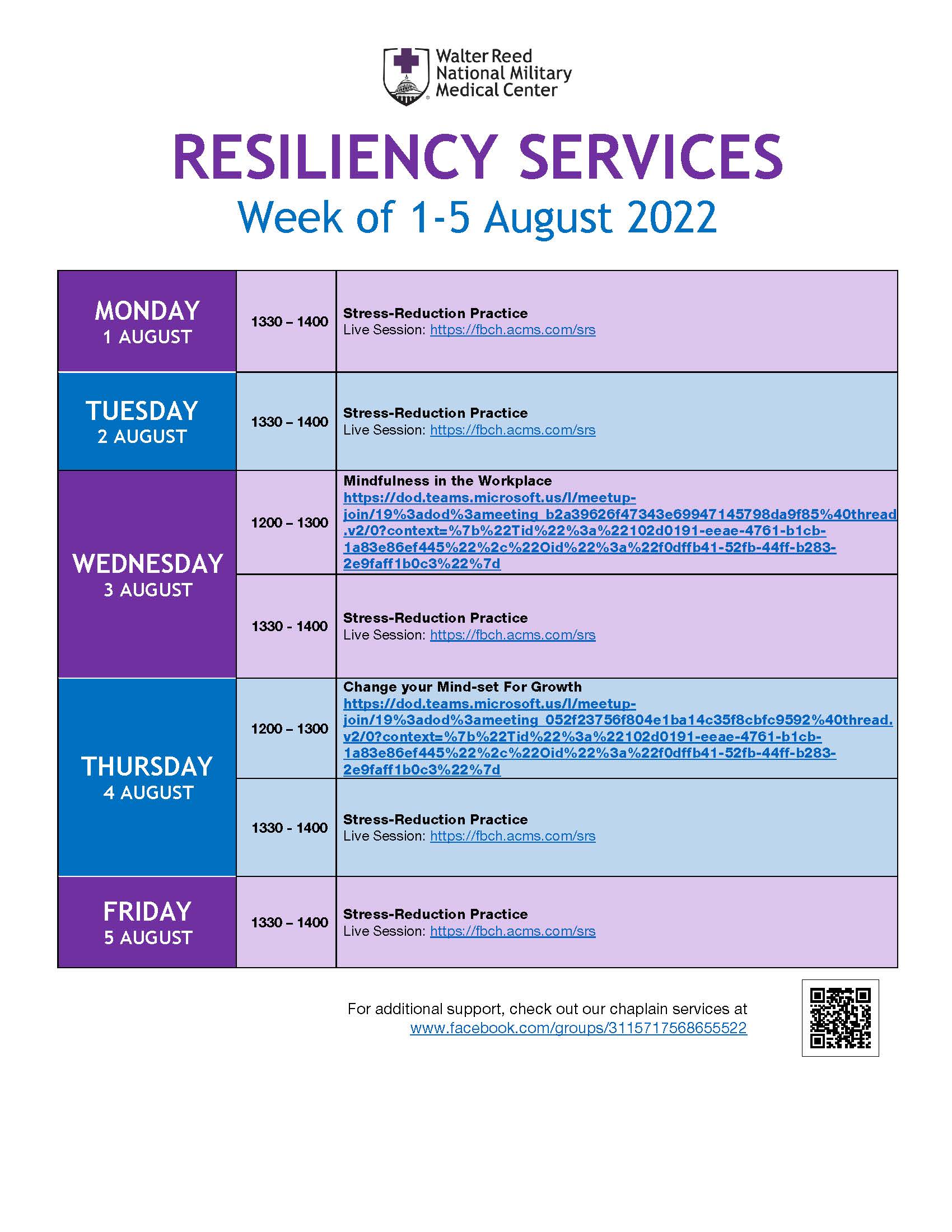 Resiliency Services Calendar Resiliency Services Calendar